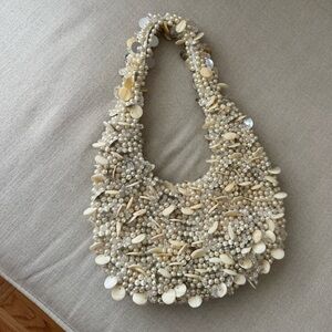 Beaded Pearl and Shell Shoulder Bag